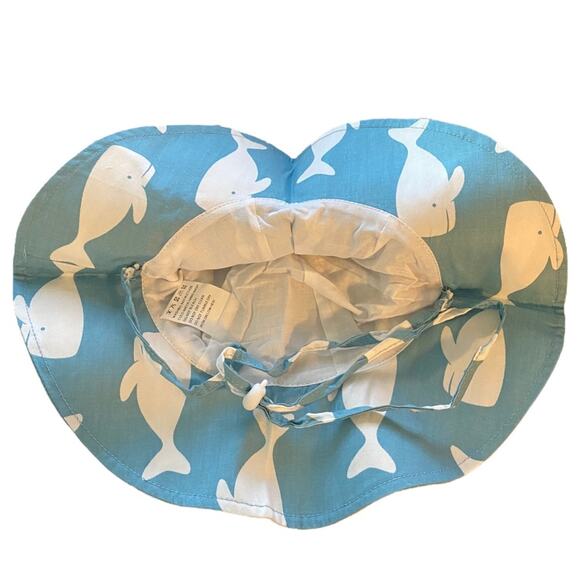 Cotton Blue & White Whale Wide Brim Hat Size 3-12 Months NEW - Picture 3 of 4